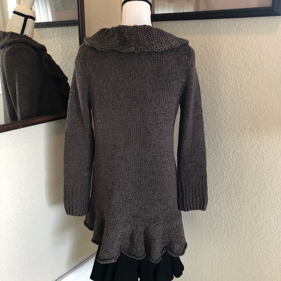 Venue Ruffle Front Ribbon Knit Cardigan Sweater - Picture 8 of 15